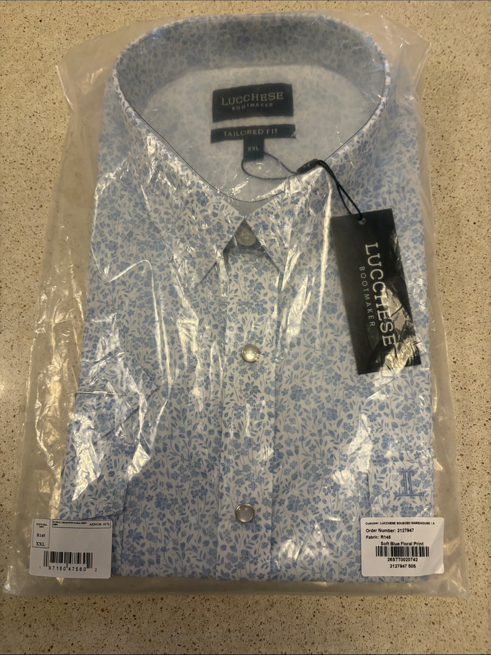 Lucchese Men’s Light Blue Floral Dress Shirt